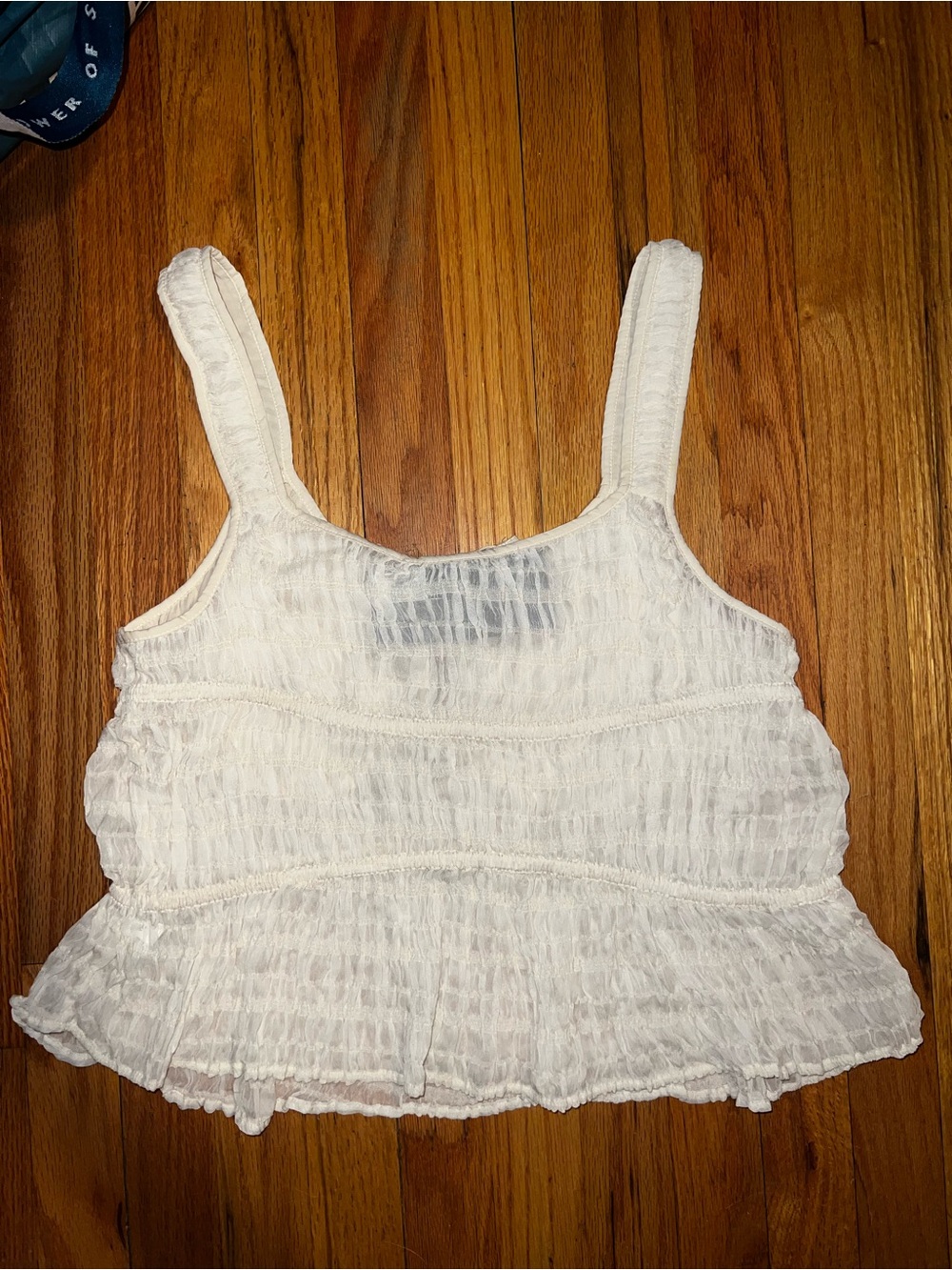 White Ruffled Cropped Tank Top - Picture 2 of 3
